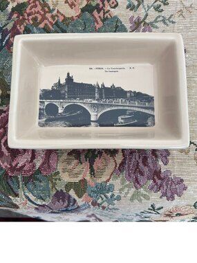 Vintage 2002 Square Nest Paris France Ceramic Trinket Dish La Conciergerie